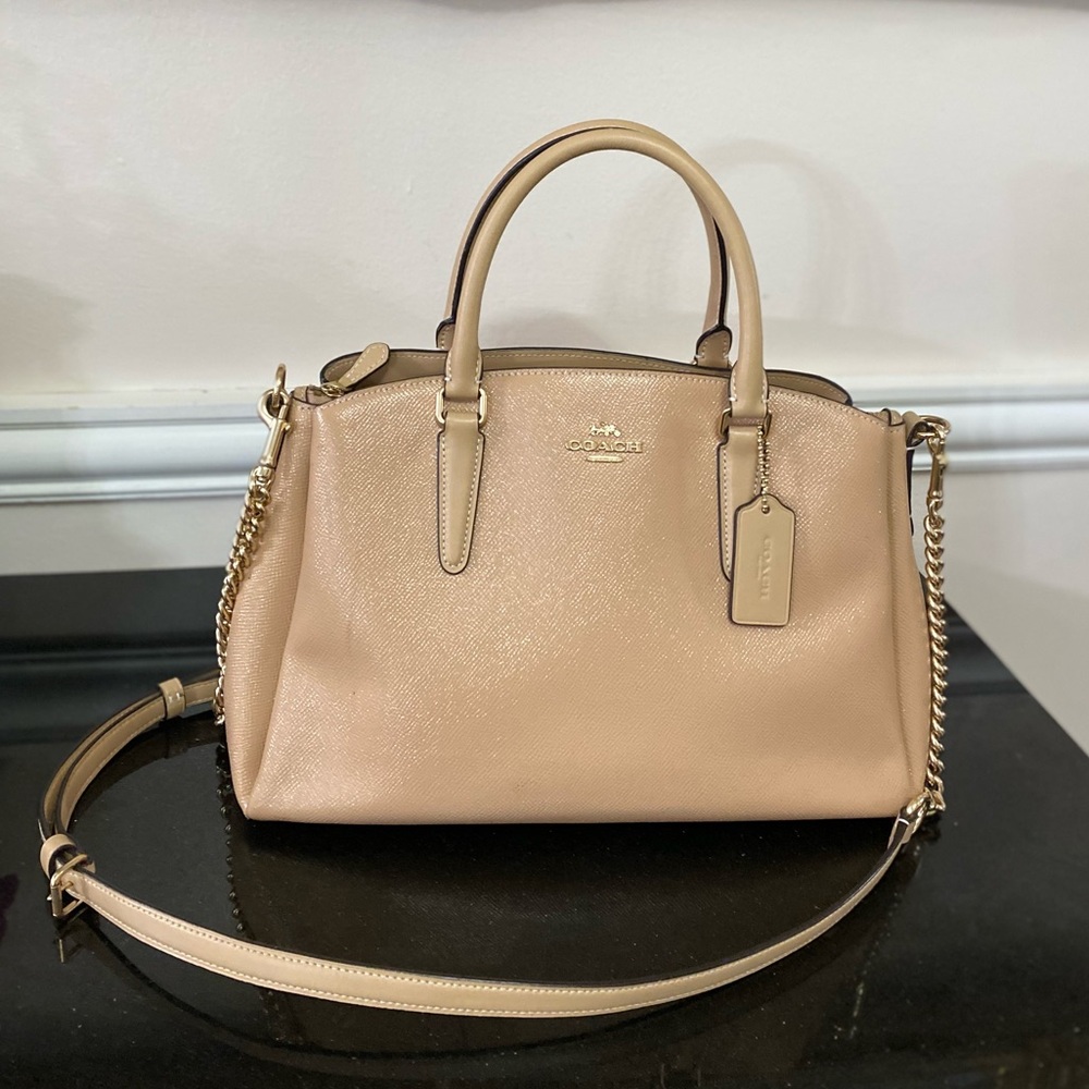 Coach tan Leather Satchel tote bag